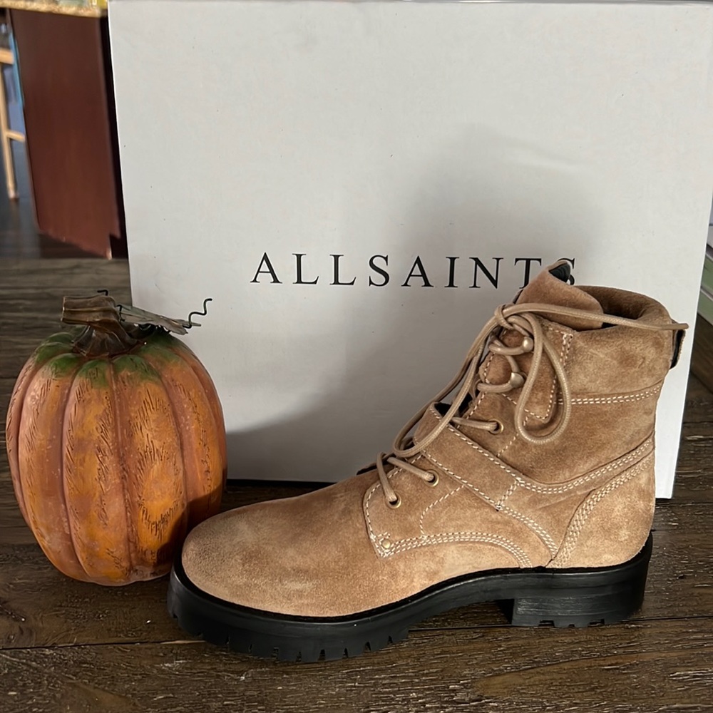 NWT ALLSAINTS Paulina Suede Buckle Boot